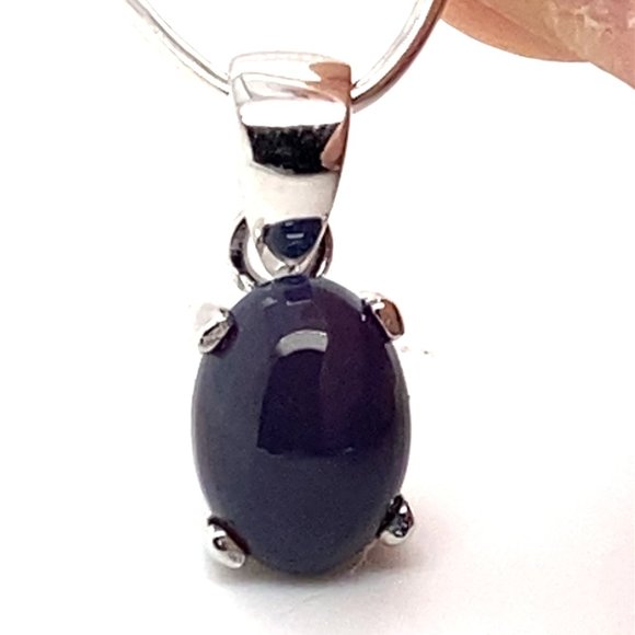 Blue Opal 2.52ct Platinum Solid Silver Pendant - Picture 1 of 6